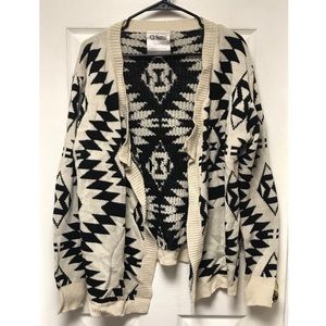 Cream and black cardigan with designs